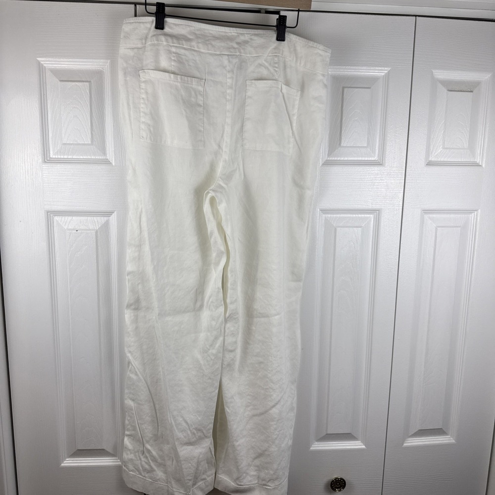 Chico's Women's Pants Size 1.5R  White Linen Blend Wide Leg Pull On Pockets - Picture 7 of 9